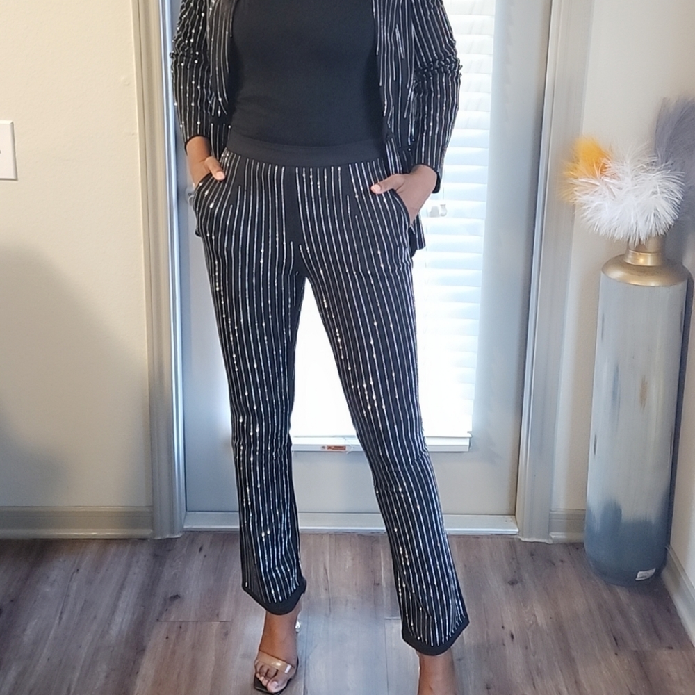 Rhinestone Pinstripe Pants - Picture 5 of 8
